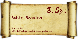 Bahis Szabina névjegykártya
